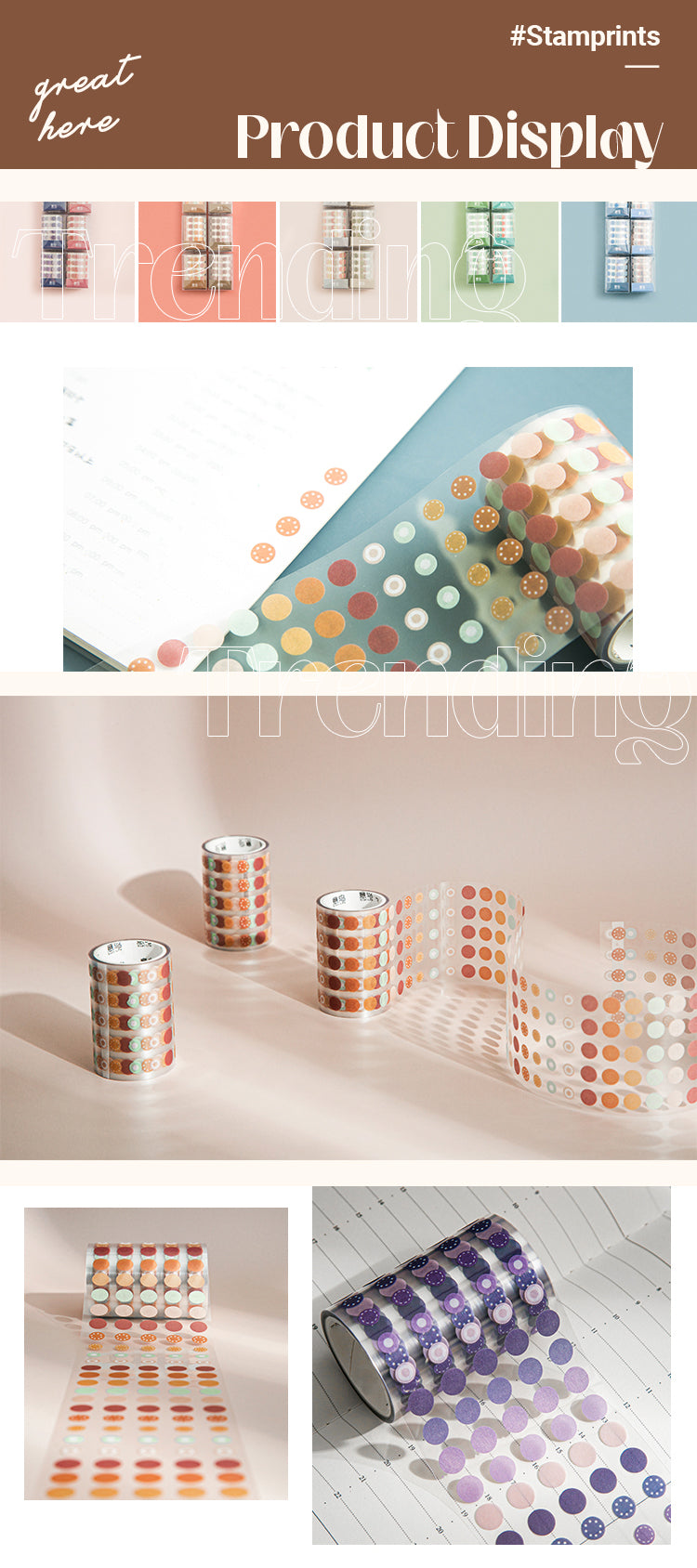 Colorful Big Dot PET Backing Washi Tape