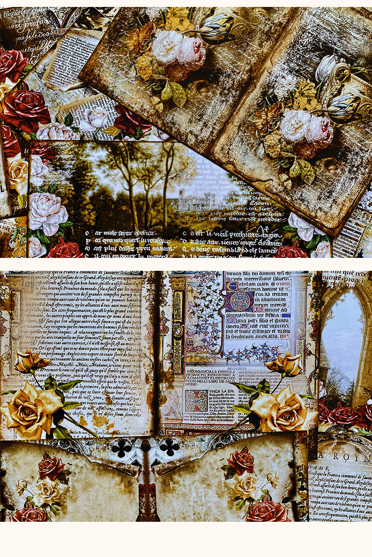 Vintage Rose Baroque Architecture Scrapbook Paper Junk Journal Paper