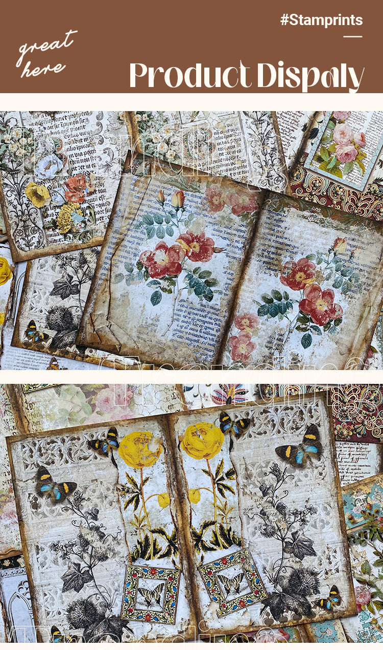 Vintage Baroque Elegant Flower Butterfly Scrapbook Paper Junk Journal Paper