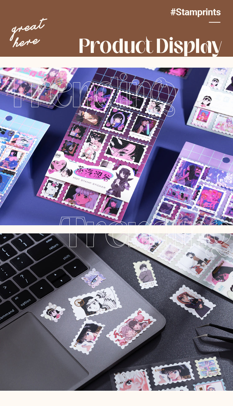 Product Display of Modern Manga Girl Hot Stamping Sticker