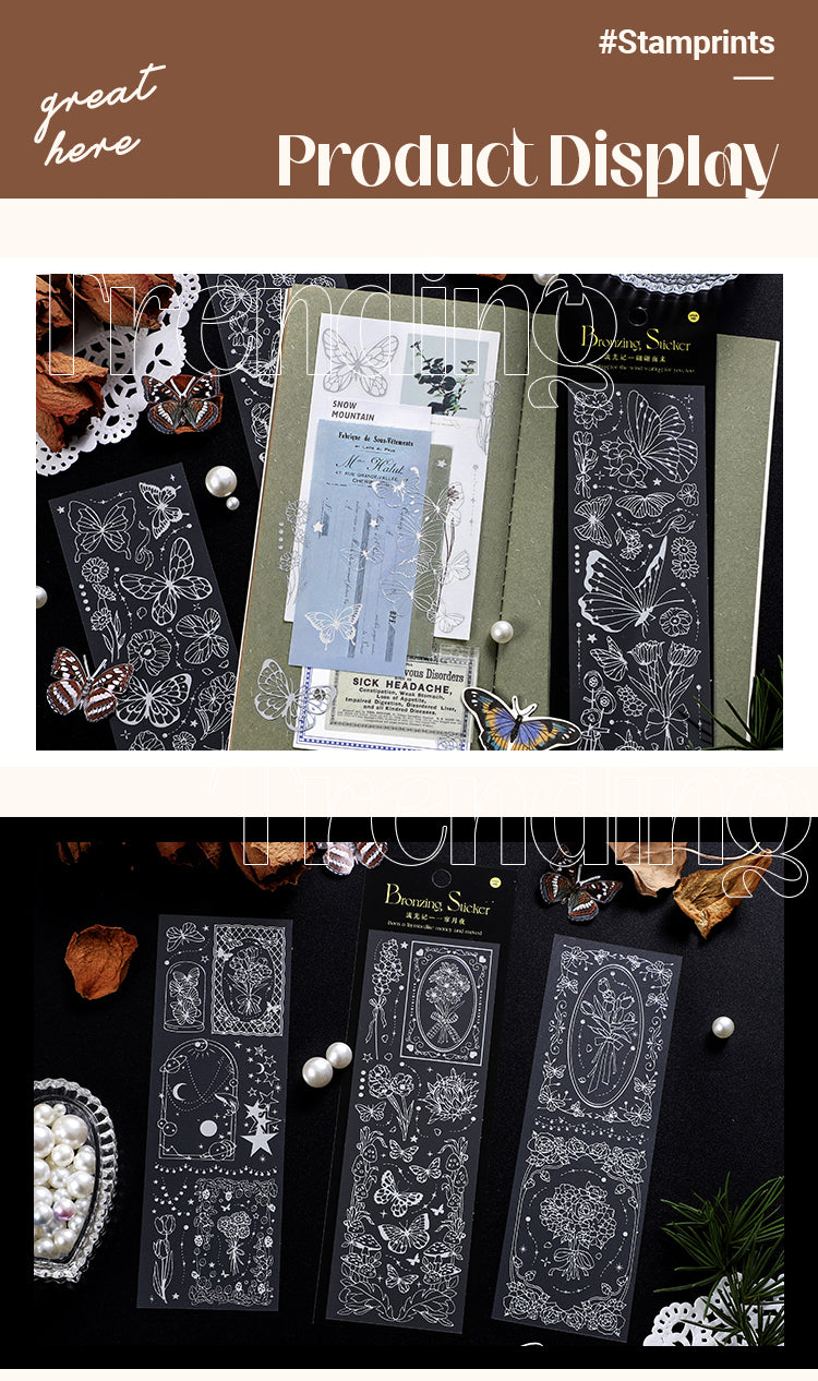 Product Display of Clear 3D Hot Stamping Silver PET Sticker