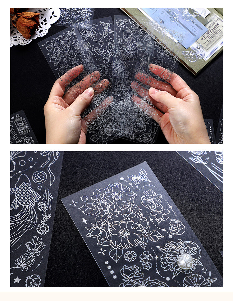 Details of Clear 3D Hot Stamping Silver PET Sticker