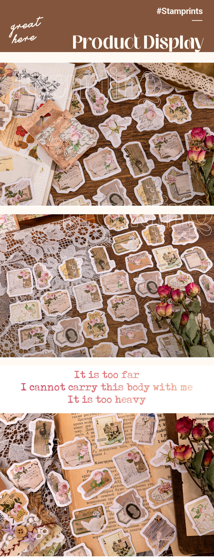 Characteristics of Vintage Rose Boxed Self-Adhesive Sticker