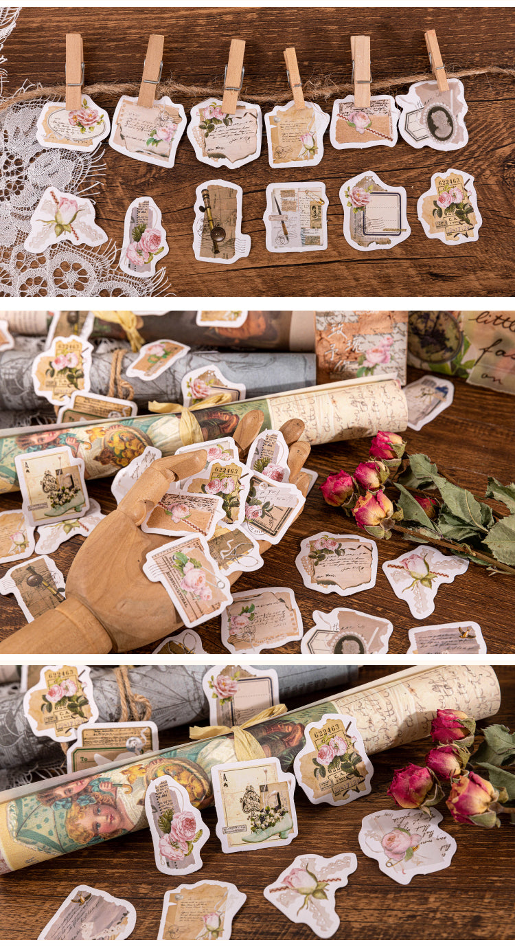 Product Display of Vintage Rose Boxed Self-Adhesive Sticker-2