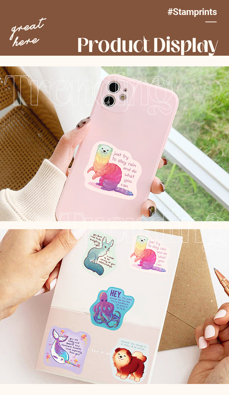 Cute Animal Healing Words PVC Sticker