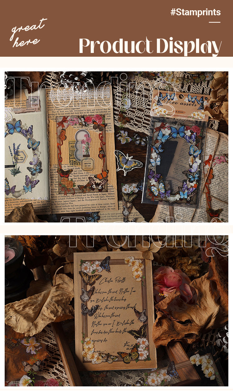 Product Display of Vintage Clear Floral Plant Frame PET Sticker