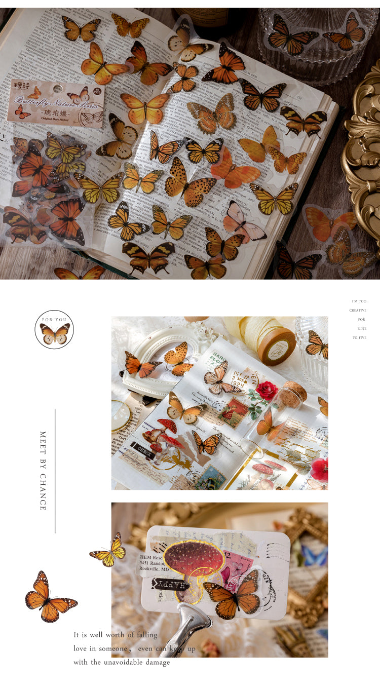 Product Size Vintage Translucent Butterfly PET Sticker Pack