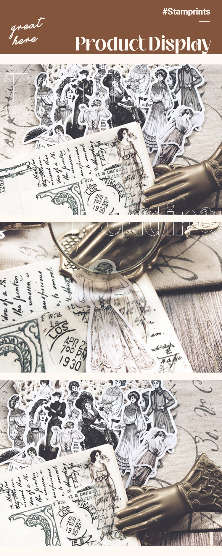 Details of Vintage Character European Lady Journal Sticker