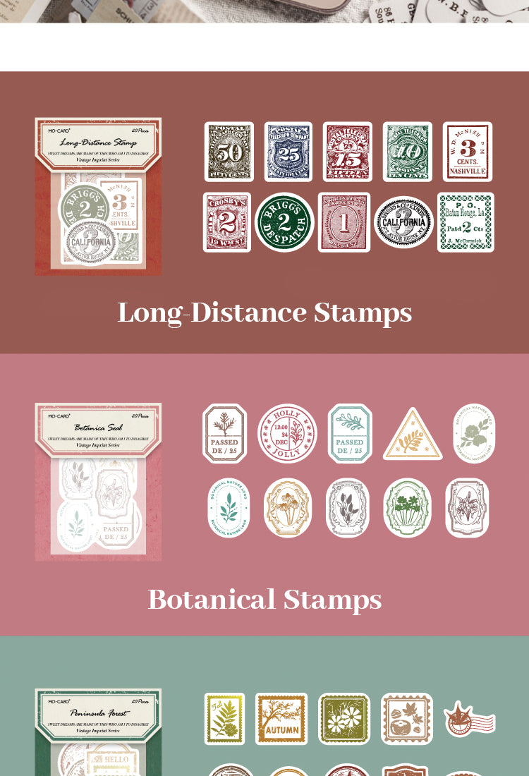 5 Vintage Imprinted Letterpress Botanical Stamp Label Stickers8