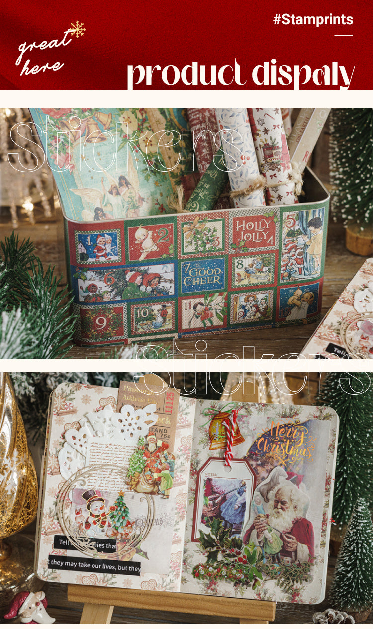 Details of Vintage Christmas Prologue DIY Square Background Sticker