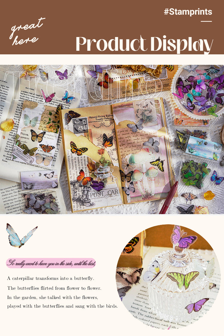 Characteristics of Vintage Butterfly Garden PET Sticker Pack-2