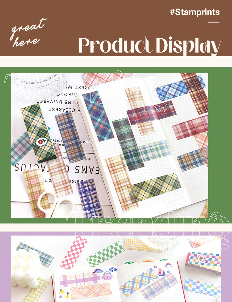 Product Display of Vintage Colorful Plaid Washi Sticker Book