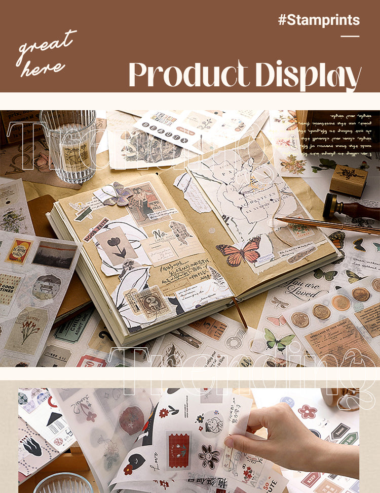 Product Display of Vintage Mixed Washi Sticker Scrapbook Paper Book 