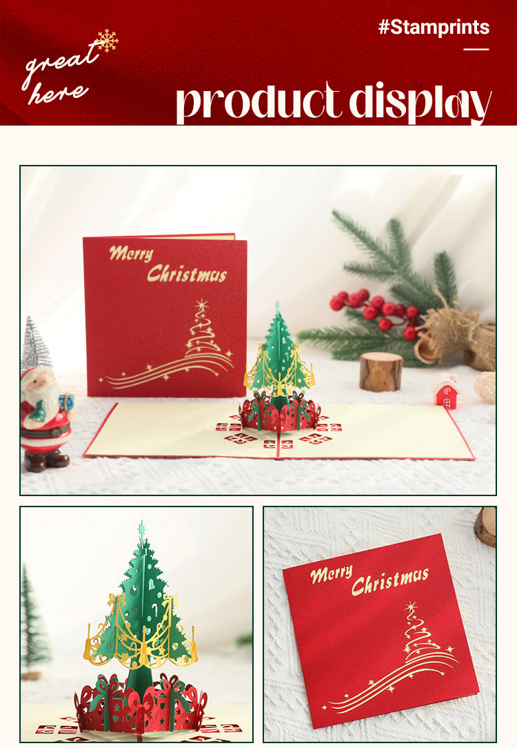 3D Paper Carved Christmas Tree Greeting Card