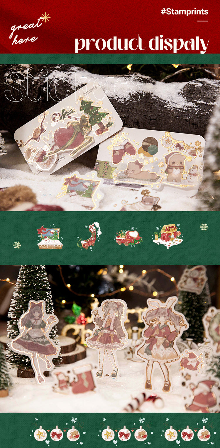 Product Display of Cute Cartoon Christmas Bronzing Washi Sticker Pack 1