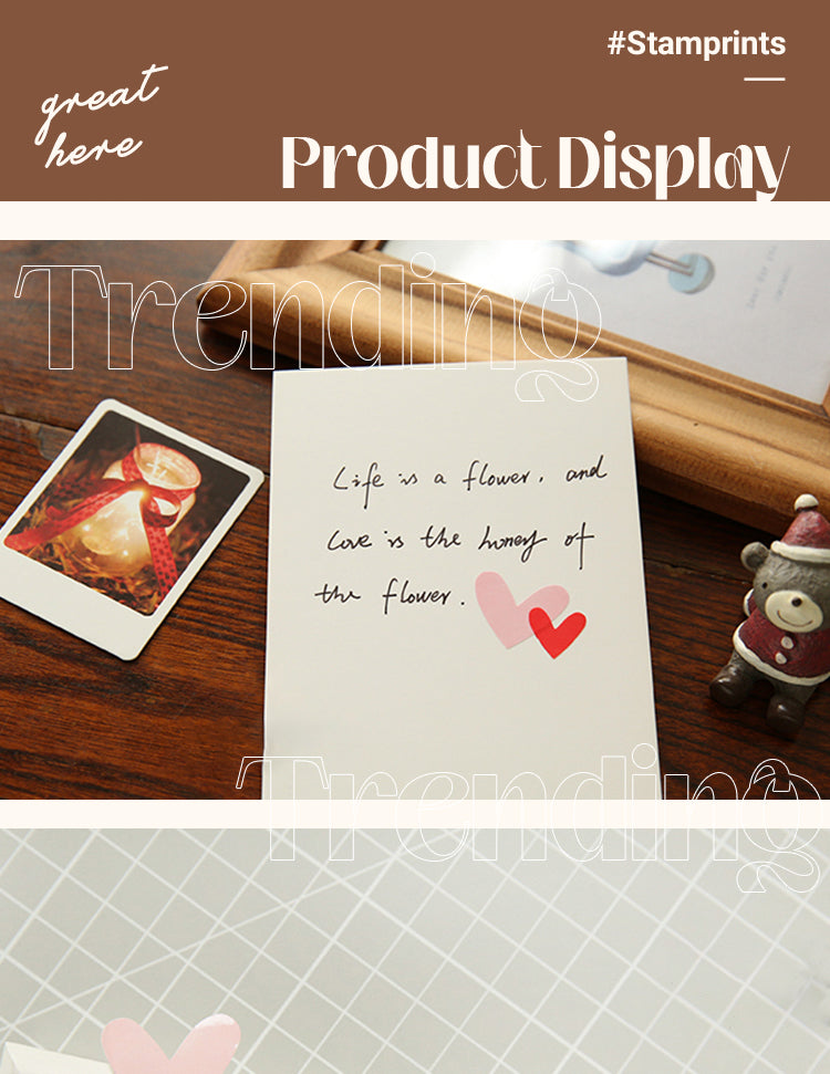 Product Display of Cute Romantic Red Pink Heart PET Sticker