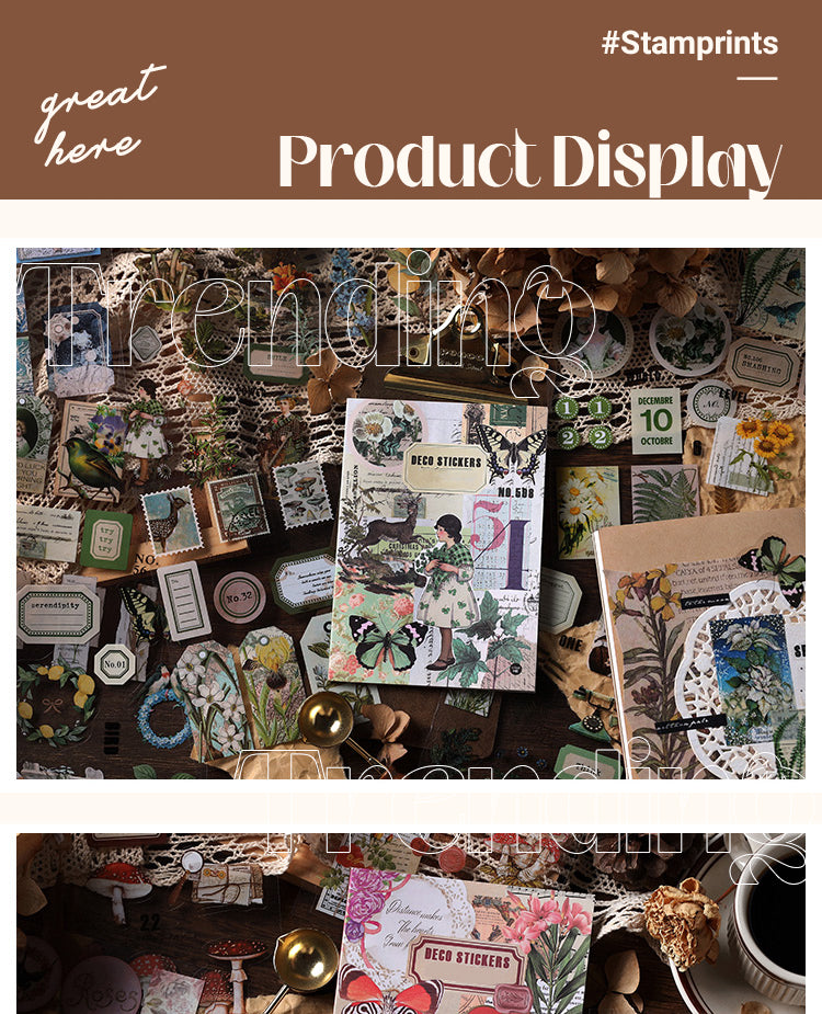 Product Display of Vintage Clear Plant PET Sticker Book