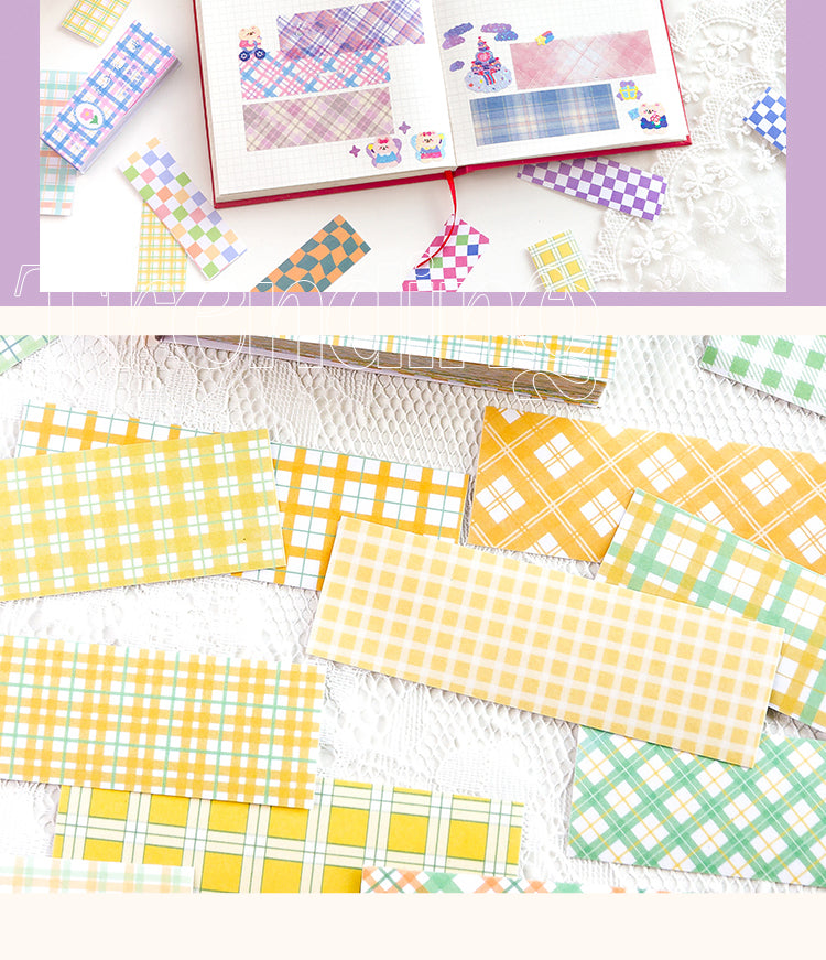Product Display of Vintage Colorful Plaid Washi Sticker Book-2