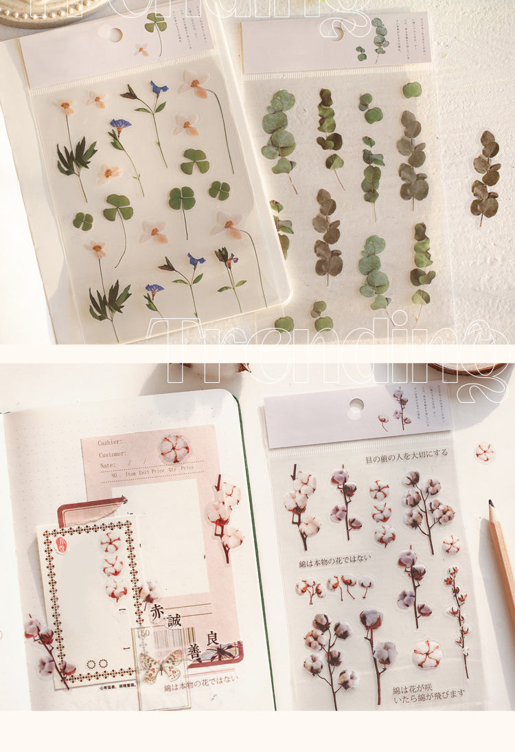 Product Display of Romantic Translucent Plant PET Sticker-2