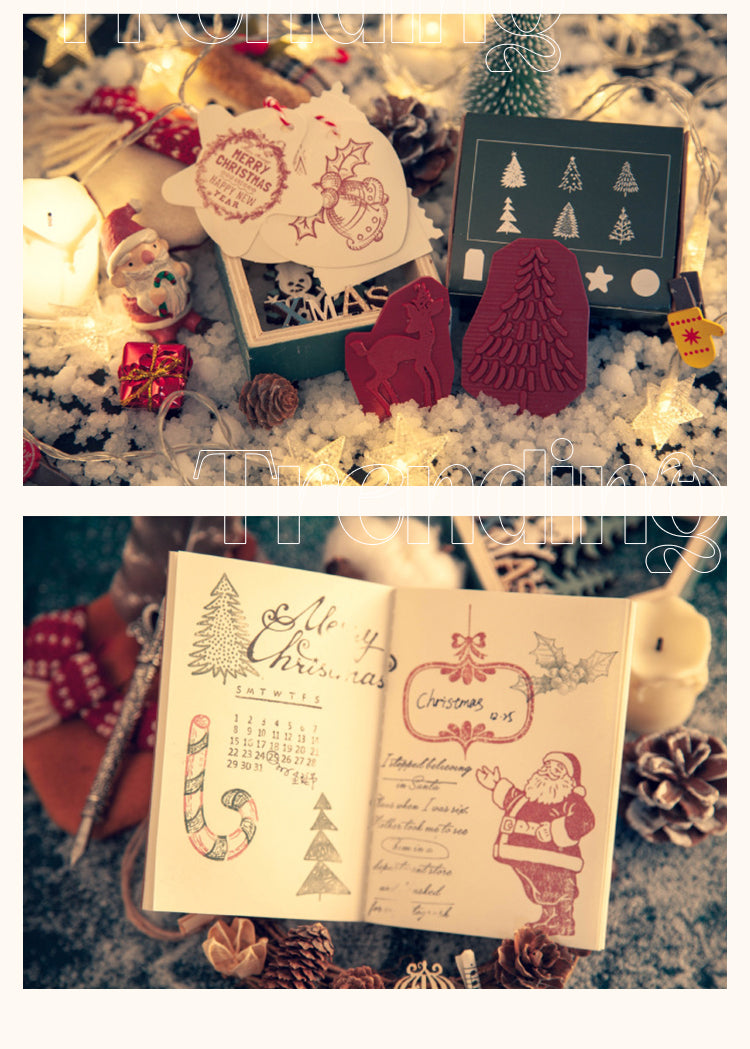 Vintage Christmas Wishlist Rubber Stamp Set