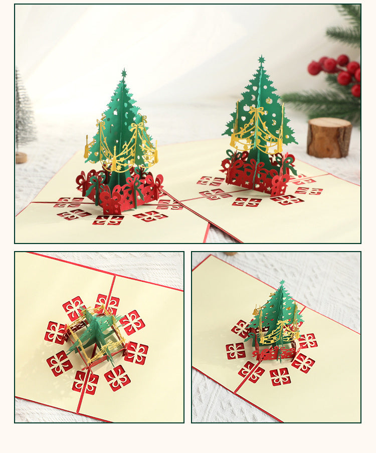 3D Paper Carved Christmas Tree Greeting Card