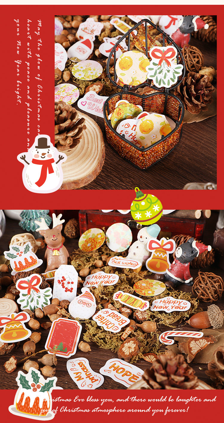 Product Display of Cute Warm Christmas Oil Painting Journal Sticker