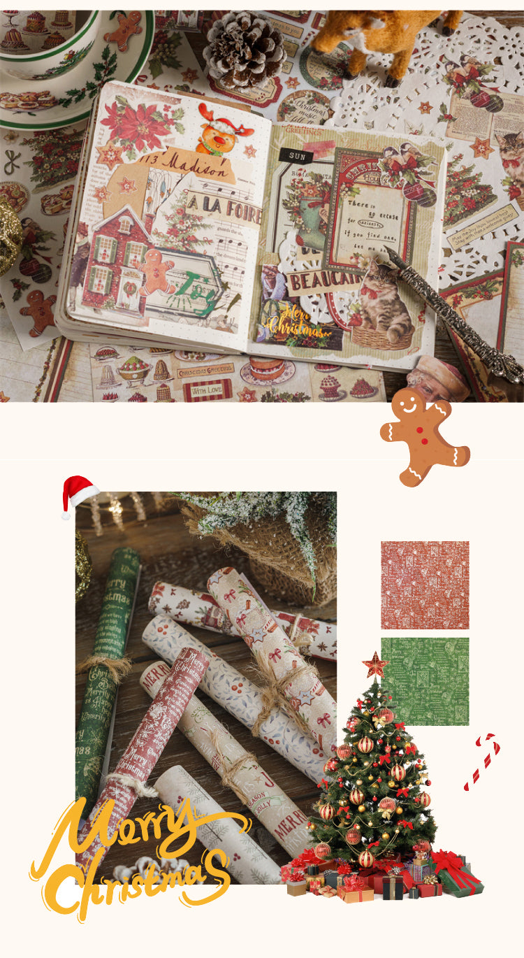 Product Display of Vintage Christmas Prologue DIY Square Background Sticker 2