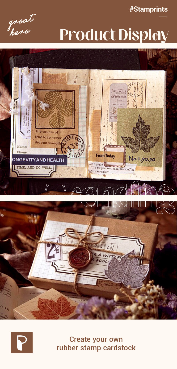 Product Details of Leaf Wooden Rubber Stamp Ink Pad Set