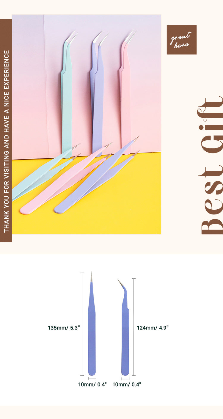 6Colored Stainless Steel DIY Craft Tweezer