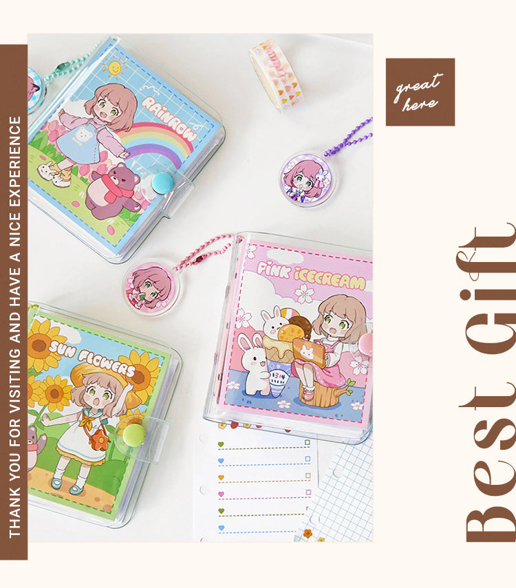 6Product Size Kawaii Cartoon Mini Loose-Leaf Journal Notebook