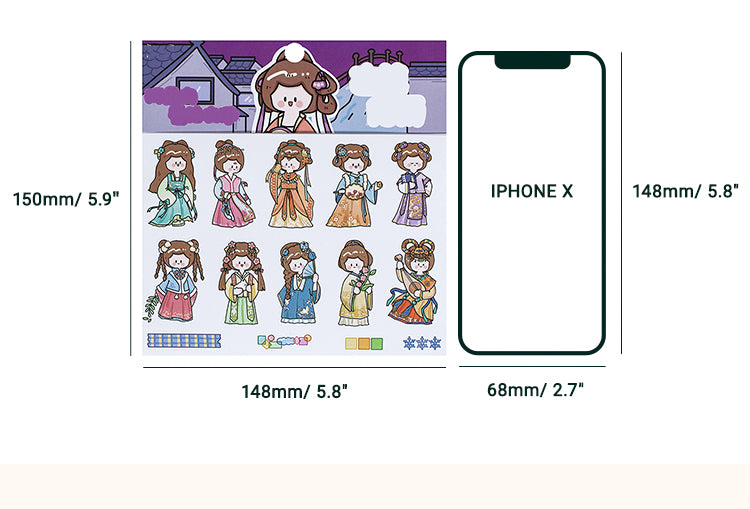 6Product Size Kawaii Character Court Style Magic Wardrobe Sticker2