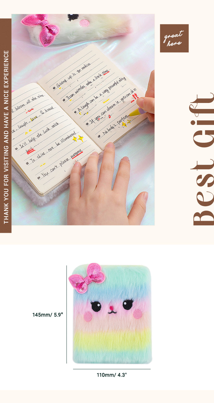 6Product Size Kawaii Cute Fluffy Plush Cat Journal Notebook