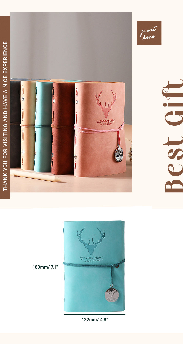 6Product Size Simple Antler PU Loose-Leaf Notebook