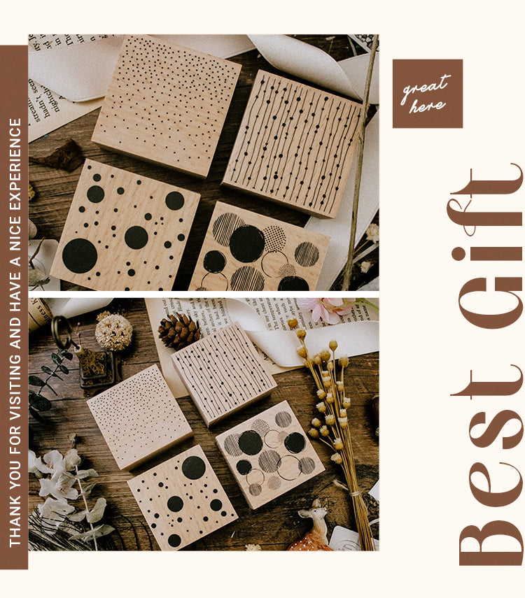 6Product Size Simple Basic Circle Dot Wooden Rubber Stamp