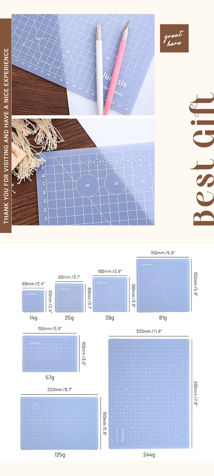 6Product Size Simple Double-Sided Cutting Mat