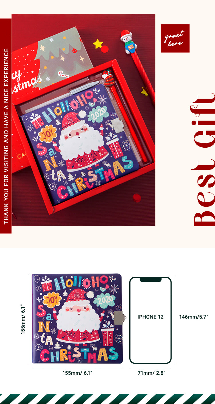 Cute Christmas Journal Notebook with Lock 