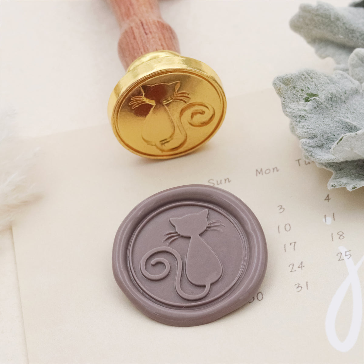 Custom Wax Seal Stamp - Custom Botanical Border Single Initial Wax Seal Stamp (27 Designs)