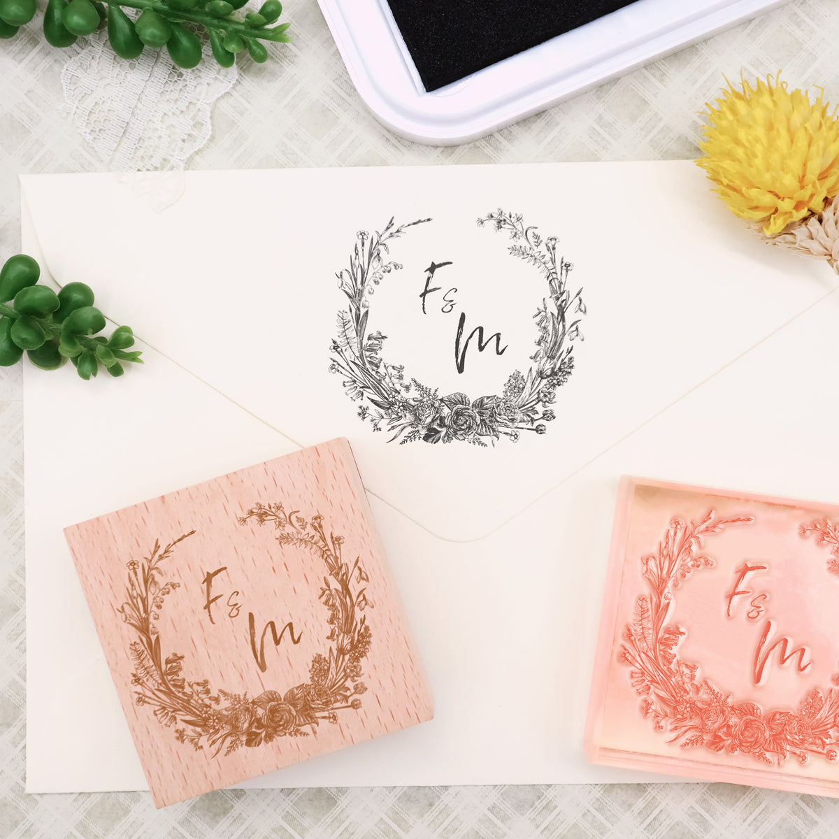 Custom Wedding Stamp, DIY Wedding Favor Stamp M+J – Stamp Out