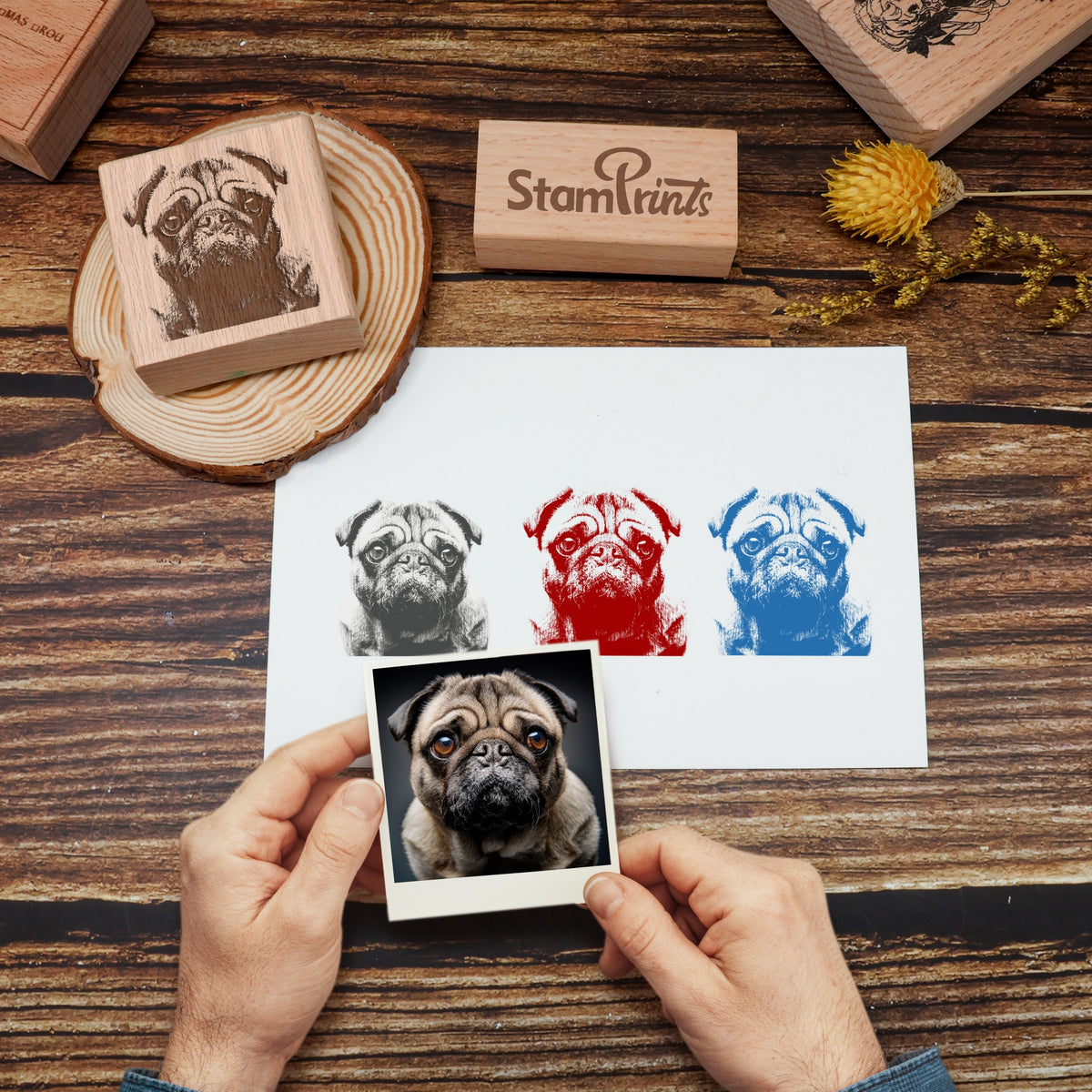 Round Puggle Peeking Dog Personalized Teacher Library Rubber Stamp, Name  Stamps, Personalized Gift, Custom Made, Size 1-5/8