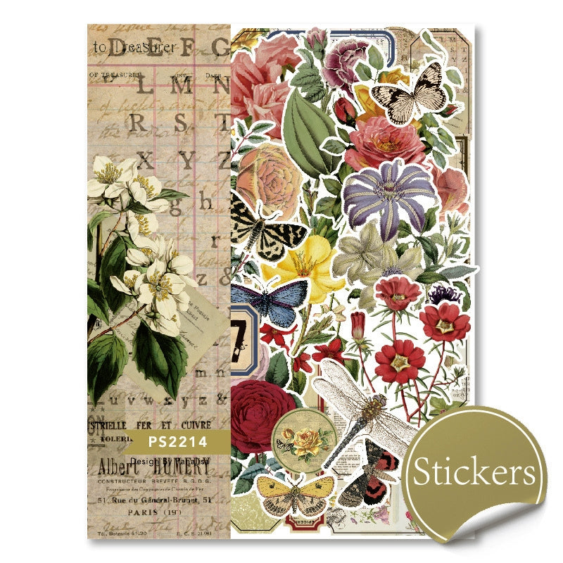 Vintage Floral Girl Journal Sticker Pack - Art Journal