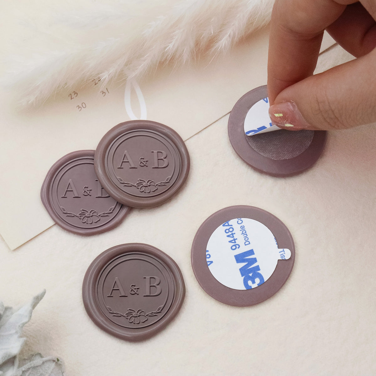 Custom Wax Seal Stickers - Custom Twigs Wedding Monogram Wax Seal Stickers