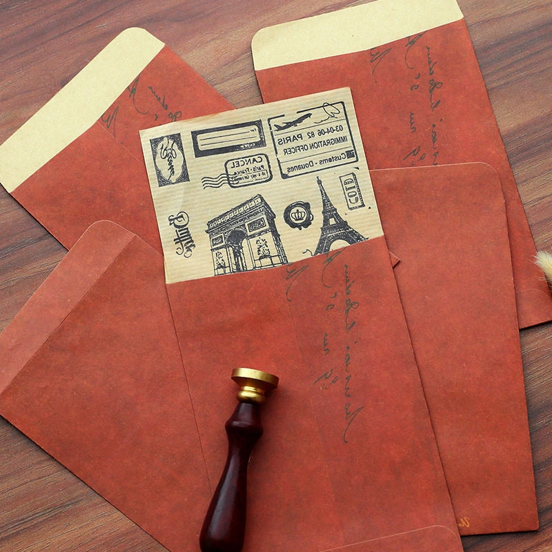 Vintage Kraft Envelopes Red Stamp - Set Of 2 - The Salty Biscotti Shop