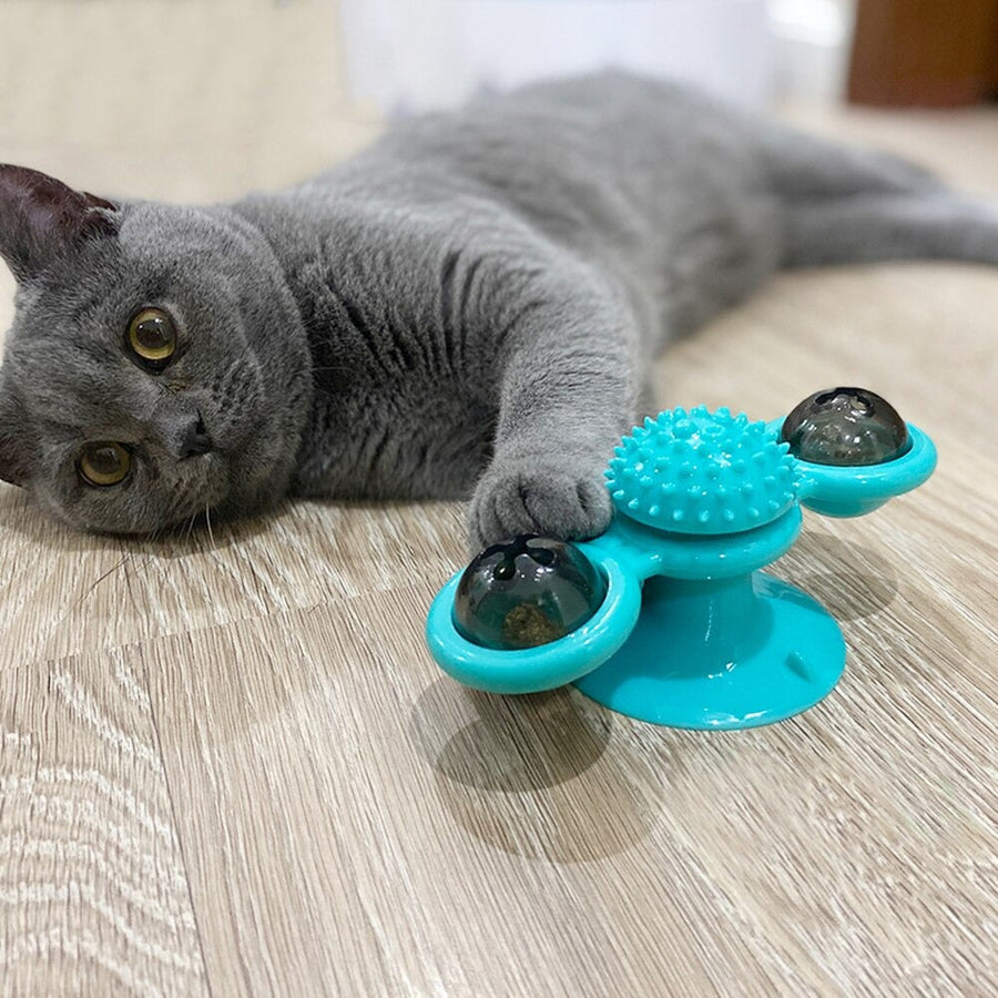 Fidget Spinner for Cats with LED Ball and Catnip