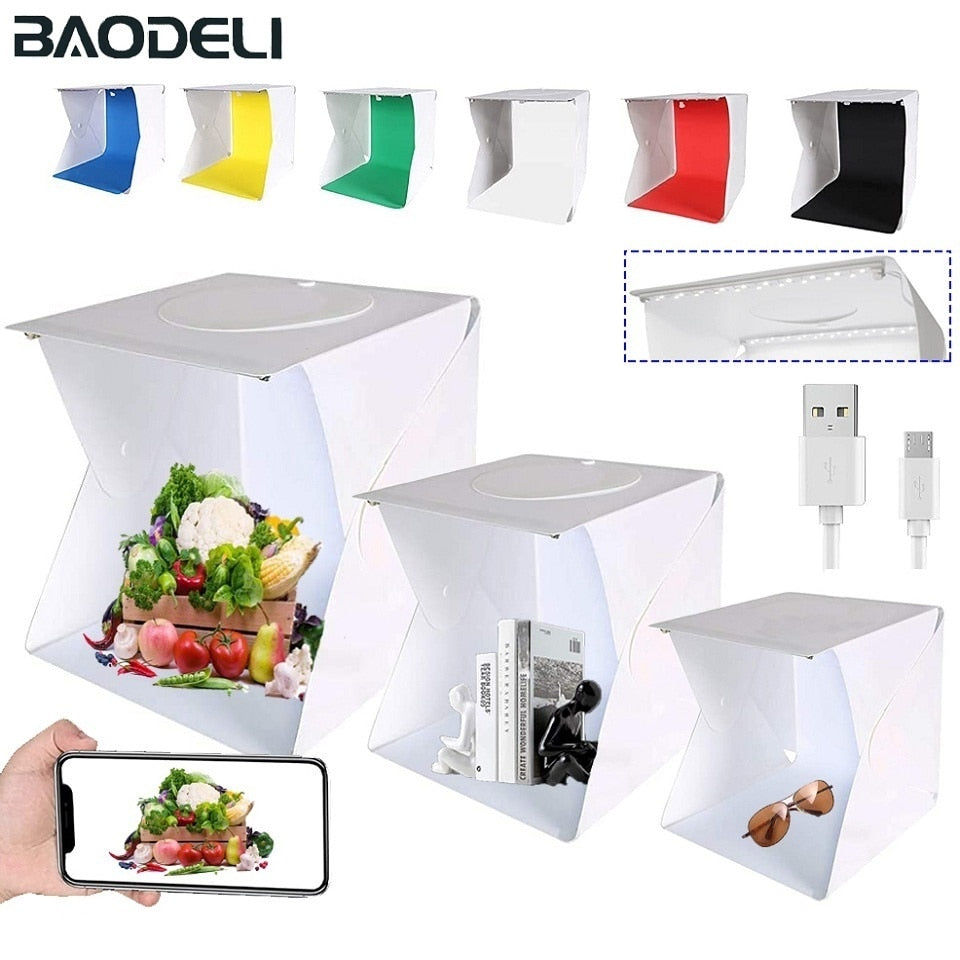 Folding Lightbox 20/30/40cm Portable Photography Photo Studio Tent LED S