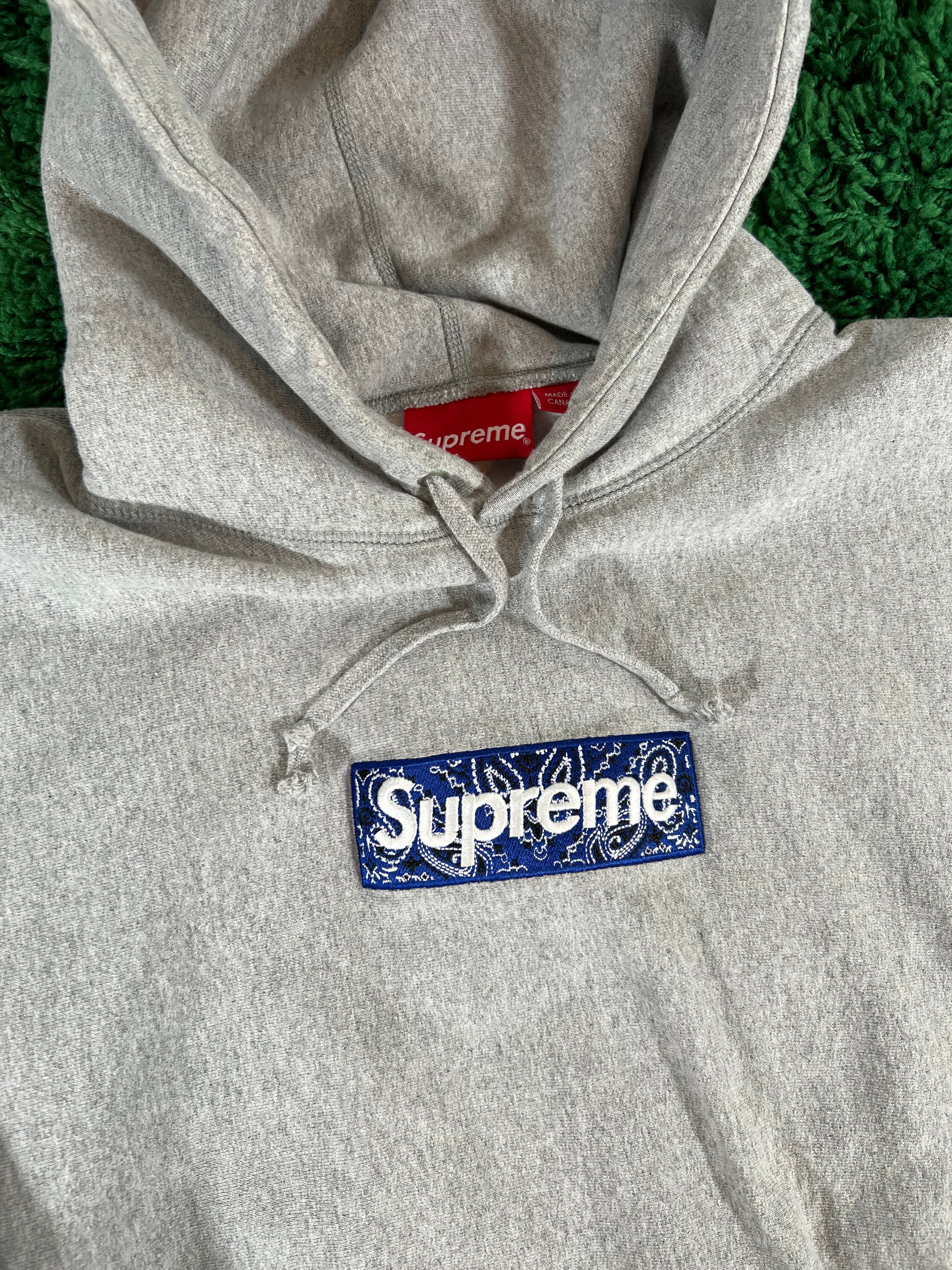 Supreme Bandana Box Logo Hoodie Heather Grey (FW19) Sz L – Ice