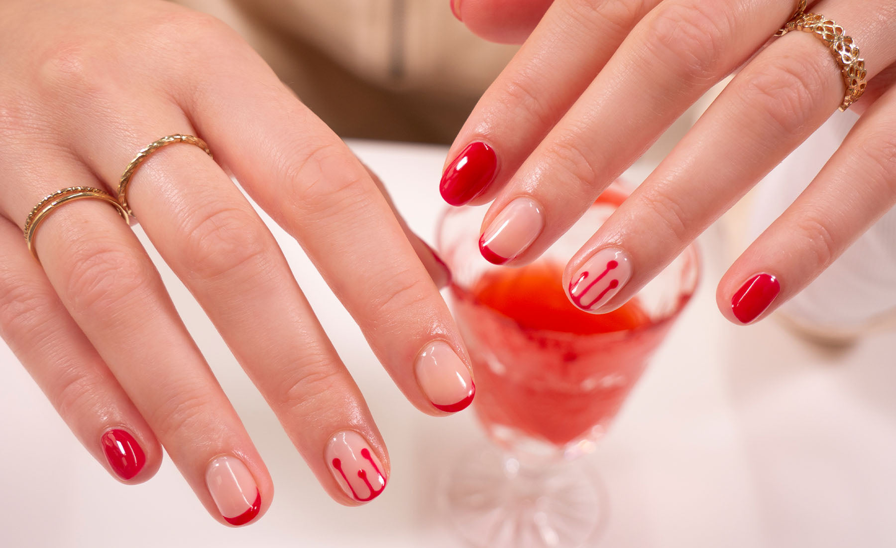 Gelous Halloween Dripping Blood gel nail art - photographed in Australia on model