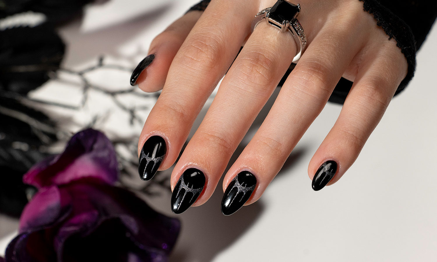 Gelous Batmani Halloween gel nail art - photographed in Australia on model