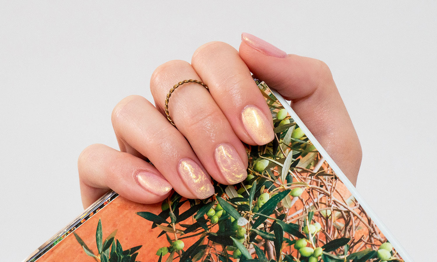 Gelous Pearlescent Rose Quartz gel nail polish - photographed in Australia on model