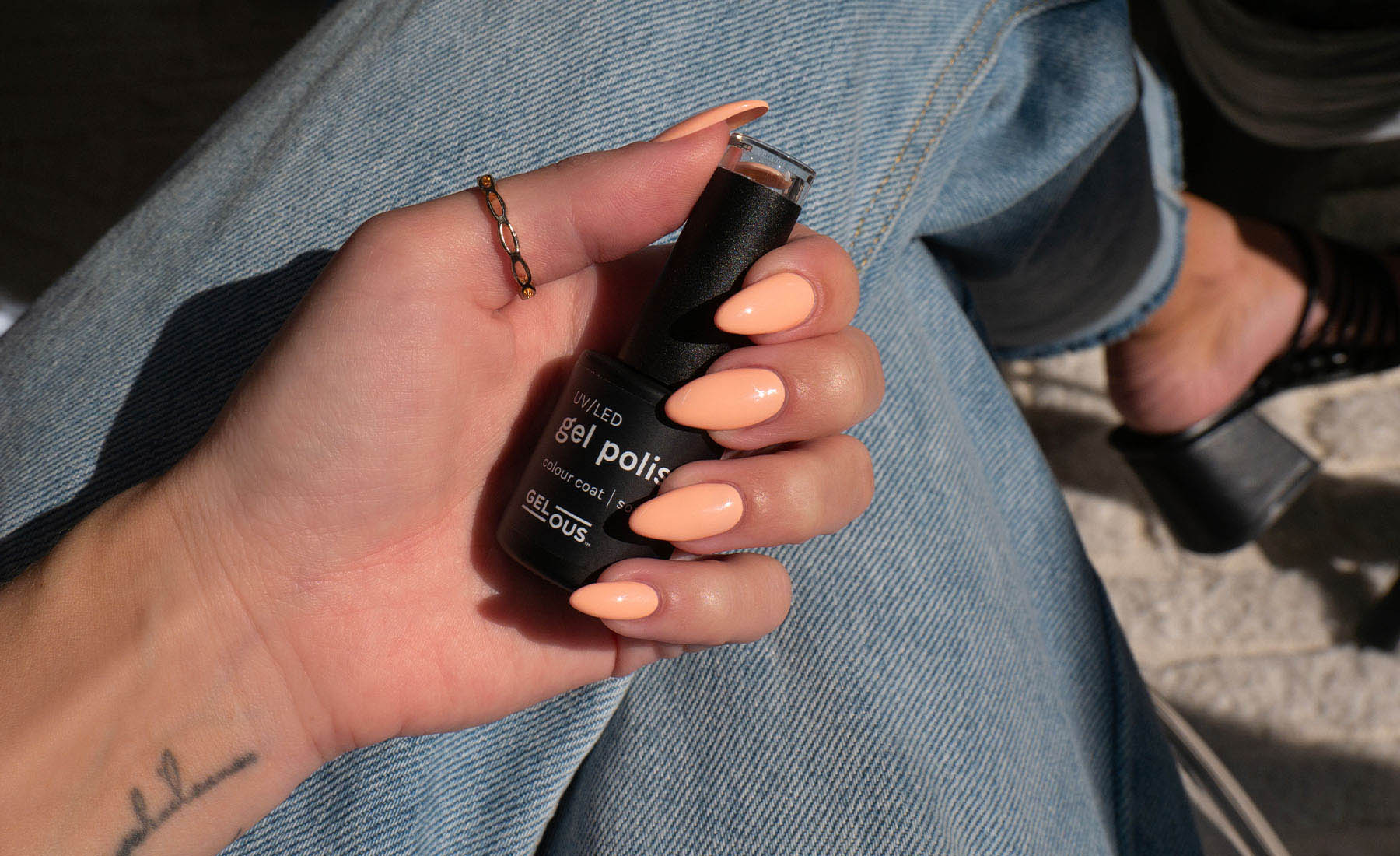 Gelous Peaches & Cream gel nail polish - photographed in Australia on model
