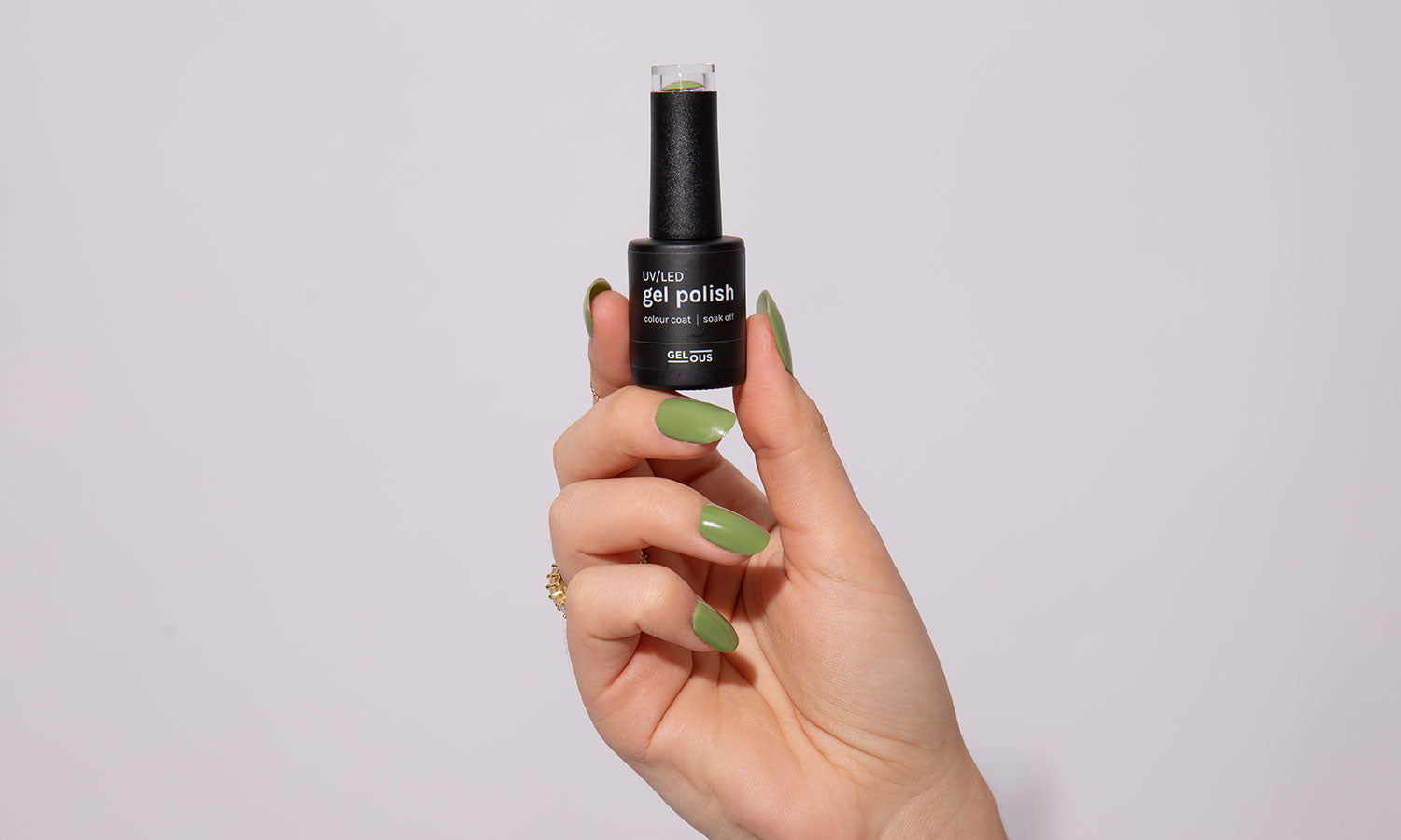 Gelous P.S. Olive You gel nail polish - photographed in Australia on model